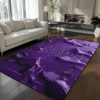 TCU Horned Frogs Rug - Cracked Surface Design Purple