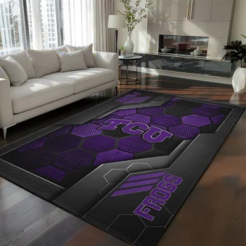 TCU Horned Frogs Rug - Hexagonal Grid Pattern Purple