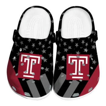 Temple Owls Clogs - Stellar Stripes Theme Red Black