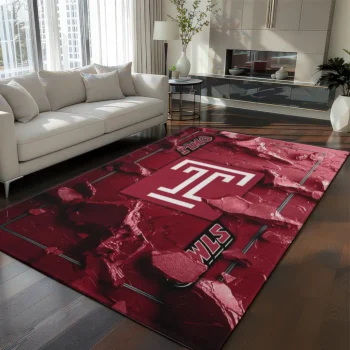 Temple Owls Rug - Cracked Surface Design Red