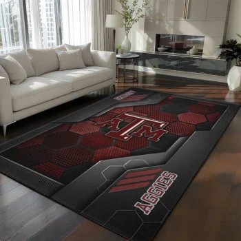 Texas A&M Aggies Rug - Hexagonal Grid Pattern Maroon