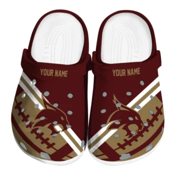 Texas State Bobcats Clogs - Customized Football Motif Maroon