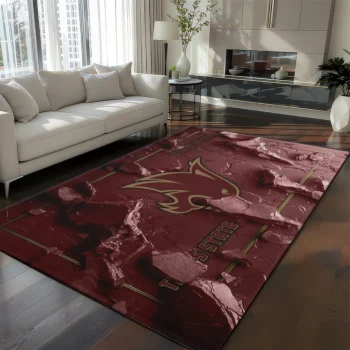 Texas State Bobcats Rug - Cracked Surface Design Maroon