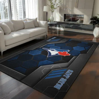 Toronto Blue Jays Rug - Hexagonal Grid Pattern Blue