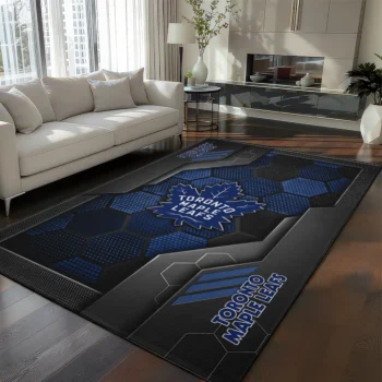 Toronto Maple Leafs Rug - Hexagonal Grid Pattern Blue