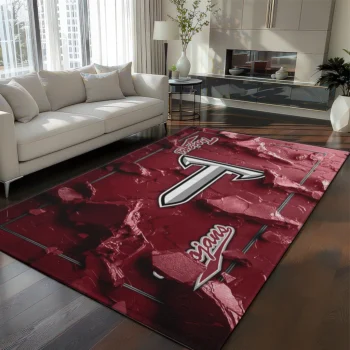 Troy Trojans Rug - Cracked Surface Design Red