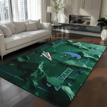 Tulane Green Wave Rug - Cracked Surface Design Green