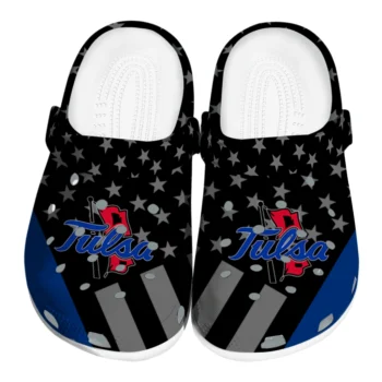 Tulsa Golden Hurricane Clogs - Stellar Stripes Theme Blue Black