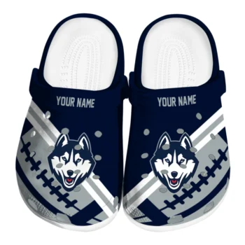 UConn Huskies Clogs - Customized Football Motif Blue
