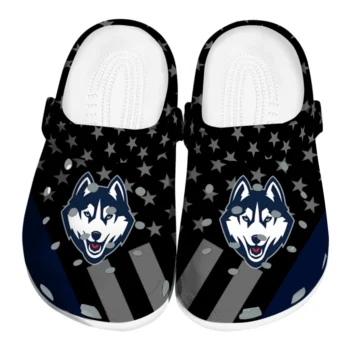 UConn Huskies Clogs - Stellar Stripes Theme Blue Black