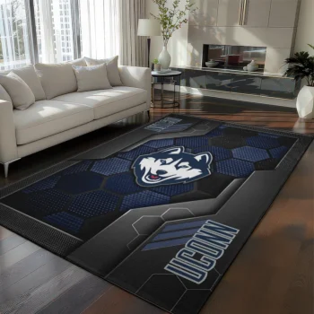 UConn Huskies Rug - Hexagonal Grid Pattern Blue
