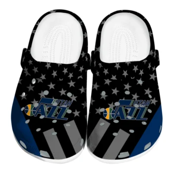 Utah Jazz Clogs - Stellar Stripes Theme Navy Black