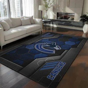 Vancouver Canucks Rug - Hexagonal Grid Pattern Blue
