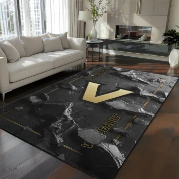 Vanderbilt Commodores Rug - Cracked Surface Design Black