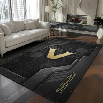 Vanderbilt Commodores Rug - Hexagonal Grid Pattern Black