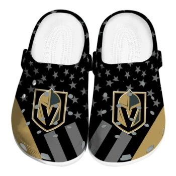 Vegas Golden Knights Clogs - Stellar Stripes Theme Tan Black