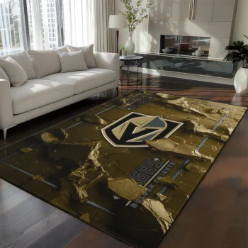 Vegas Golden Knights Rug - Cracked Surface Design Tan