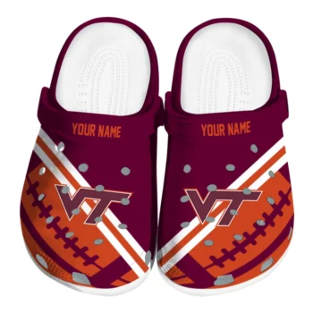 Virginia Tech Hokies Clogs - Personalized Football Motif Maroon