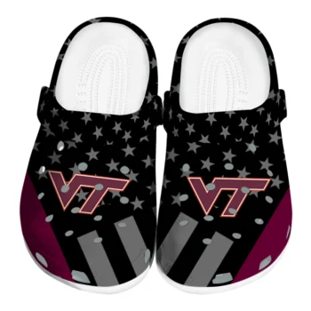 Virginia Tech Hokies Clogs - Stellar Stripes Theme Maroon Black