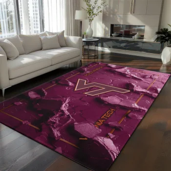 Virginia Tech Hokies Rug - Cracked Surface Design Maroon
