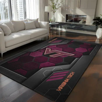 Virginia Tech Hokies Rug - Hexagonal Grid Pattern Maroon