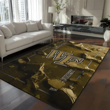 Wake Forest Demon Deacons Rug - Cracked Surface Design Gold