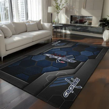 Washington Capitals Rug - Hexagonal Grid Pattern Blue