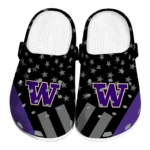 Washington Huskies Clogs - Stellar Stripes Theme Purple Black