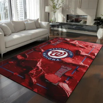 Washington Nationals Rug - Cracked Surface Design Red
