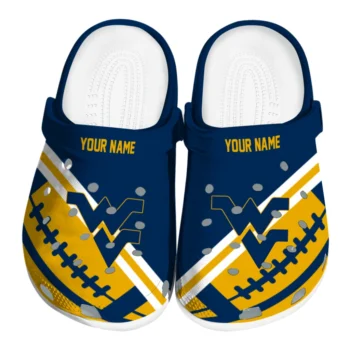 West Virginia Mountaineers Clogs - Personalized Football Motif Blue