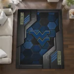 west-virginia-mountaineers-rug-hexagonal-grid-pattern-blue-best-selling.webp