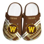 Western Michigan Broncos Clogs - Customized Football Motif Brown