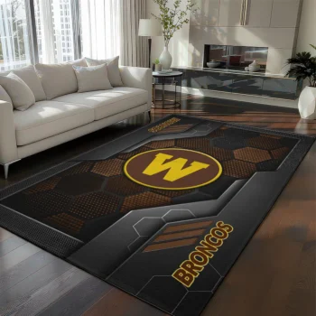 Western Michigan Broncos Rug - Hexagonal Grid Pattern Brown