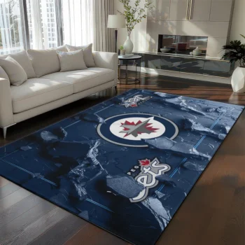 Winnipeg Jets Rug - Cracked Surface Design Blue