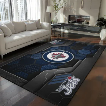 Winnipeg Jets Rug - Hexagonal Grid Pattern Blue