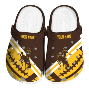 Wyoming Cowboys Clogs - Personalized Football Motif Brown