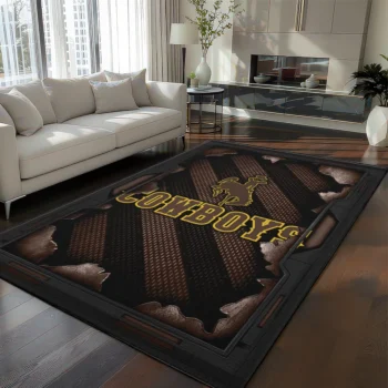 Wyoming Cowboys Rug - Torn Mesh Brown