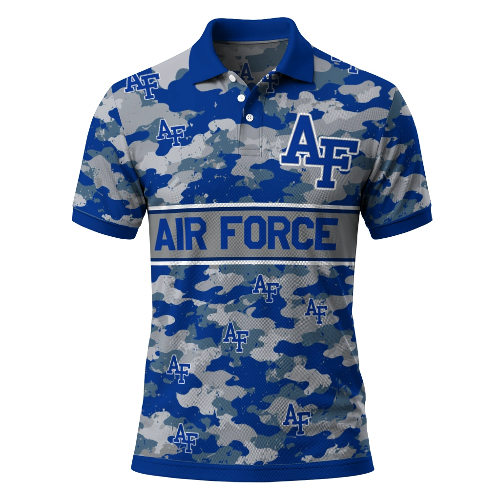 Air Force Falcons Polo Shirt Custom Camo Band Blue Best Selling Air Force Falcons Polo Shirt Custom Camo Band Blue Best Selling