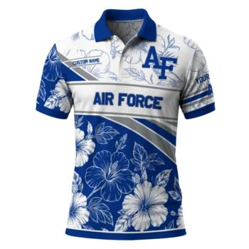 Air Force Falcons Polo Shirt Custom Floral Angles Blue White Best Selling