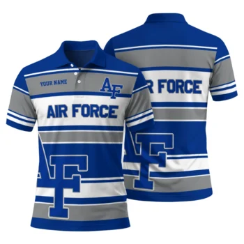 Air Force Falcons Polo Shirt Custom Horizontal Blocks Blue Fashion Forward