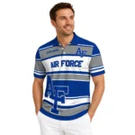 Air Force Falcons Polo Shirt Custom Horizontal Blocks Blue Best Selling