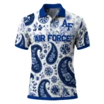 Air Force Falcons Polo Shirt Custom Paisley Florals Blue White Best Selling