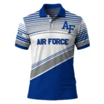 Air Force Falcons Polo Shirt Custom Slanted Stripes Blue White Best Selling