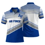 Air Force Falcons Polo Shirt Custom Slanted Stripes Blue White Best Selling