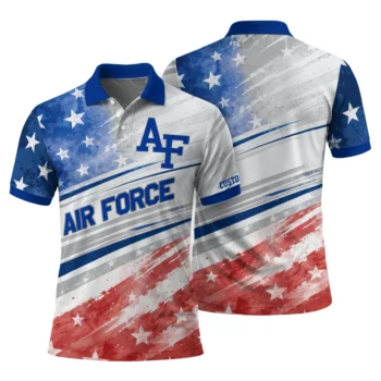 Air Force Falcons Polo Shirt Custom Star Stripes Red Blue Fashion Forward