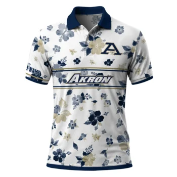 Akron Zips Polo Shirt Personalized Floral Pinstripe Blue White Best Selling