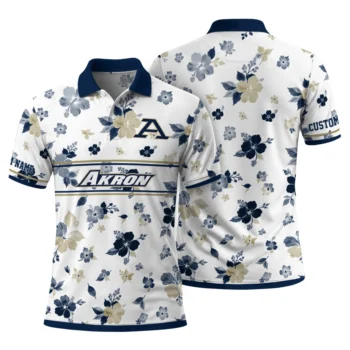 Akron Zips Polo Shirt Personalized Floral Pinstripe Blue White Fashion Forward
