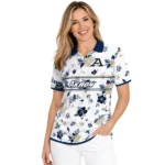 Akron Zips Polo Shirt Personalized Floral Pinstripe Blue White Best Selling