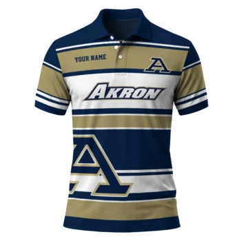 Akron Zips Polo Shirt Personalized Horizontal Blocks Blue Best Selling
