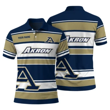 Akron Zips Polo Shirt Personalized Horizontal Blocks Blue Fashion Forward